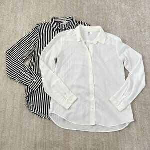 H&M / Uniqlo Button Down Flowy Blouse Shirt Top Bundle Lot S / 4